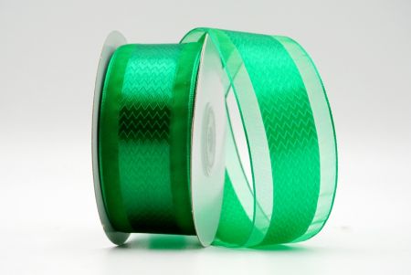Grünes gezacktes Satinband mit transparentem Mittelteil_K1746-K75
